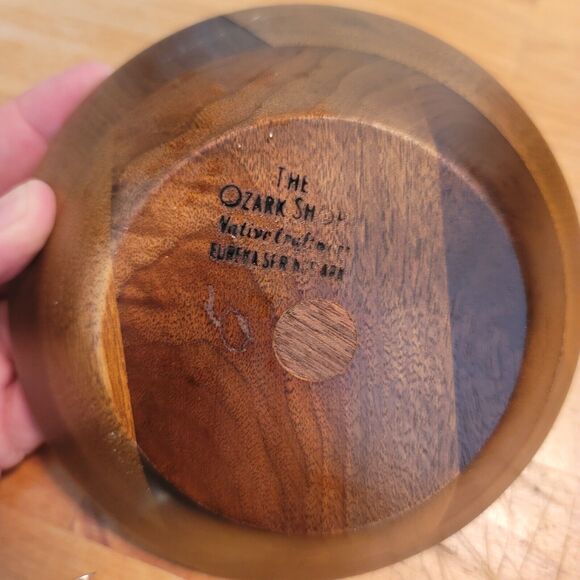 Set Of 6 Vintage Ozark Solid Wood Walnut Ware Salad Bowls 6” MCM Brown - Picture 2 of 4